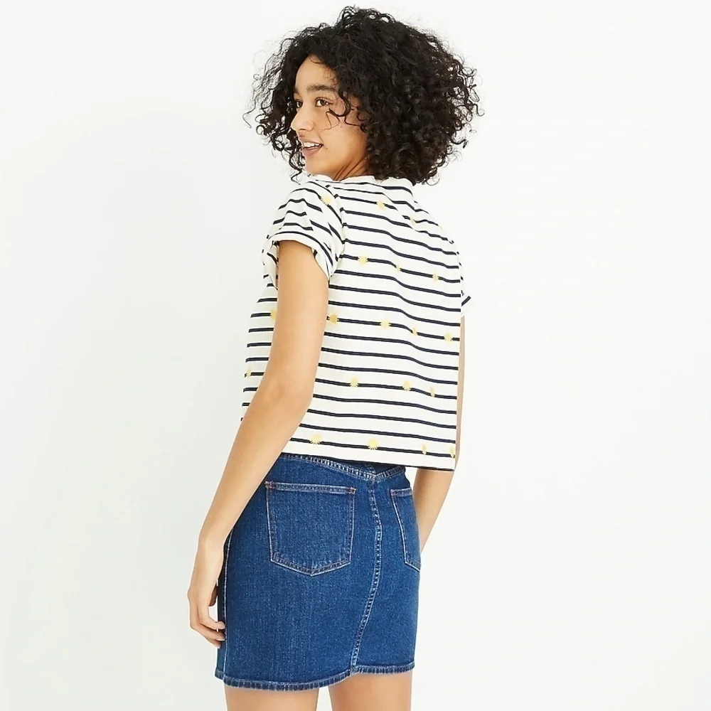 Madewell- Stretch Denim Straight Mini Skirt in Arroyo Wash: Button-Front Edition